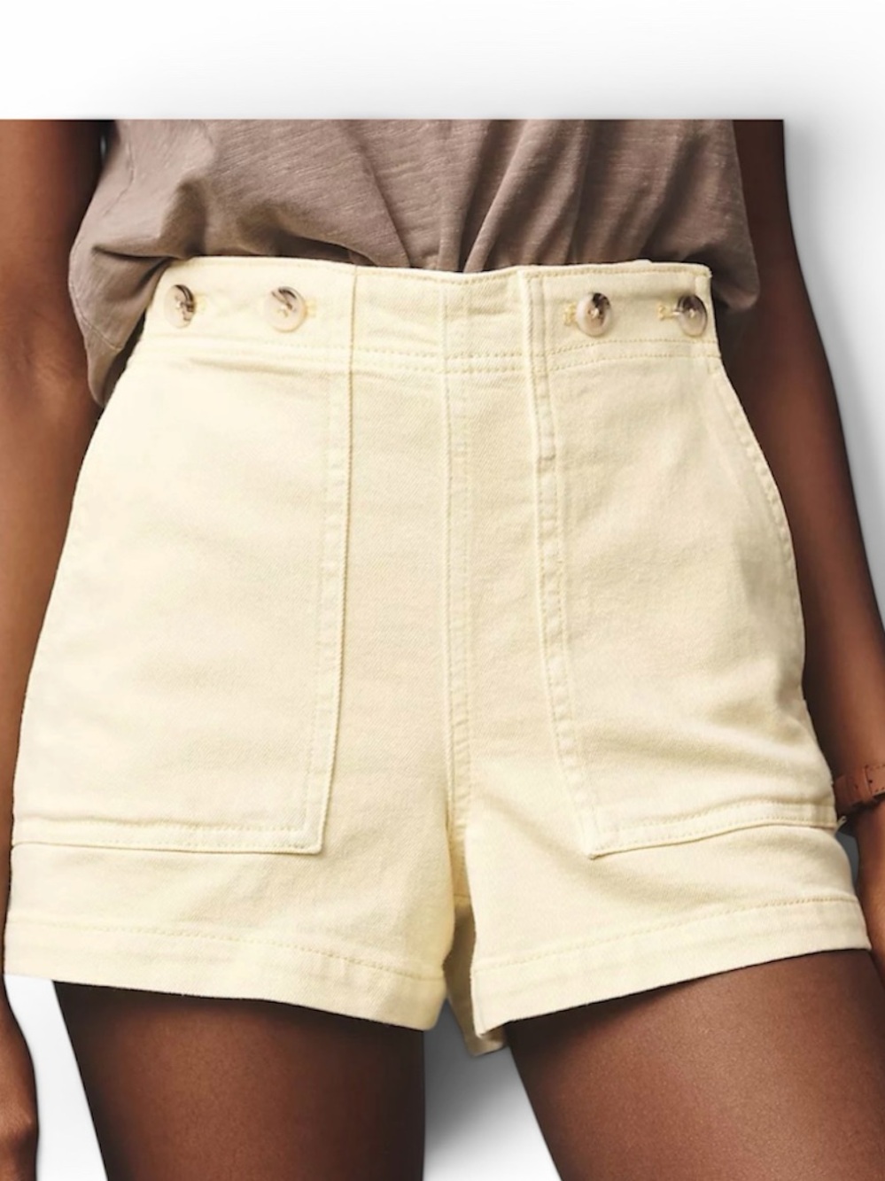 EUC Anthropologie Pilcro High Rise Utility Shorts Women's 28 Ivory Summer Pocket